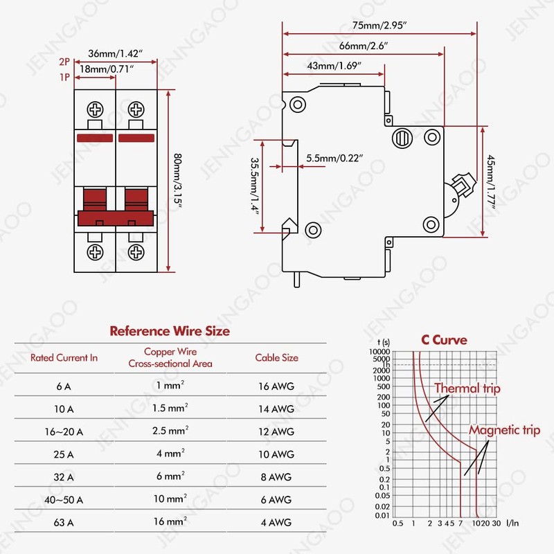 Circuit Breaker 2P DC 1000V 20A Solar PV System Isolator