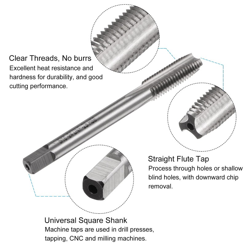 sourcing map Tap and Drill Bit Set, 5/16-24 UNF Thread