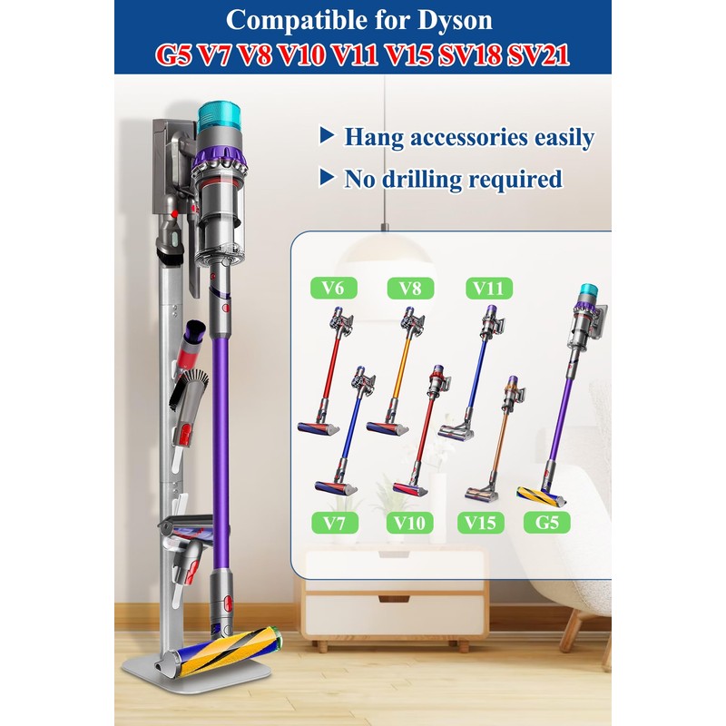 Haturi Vacuum Stand, Dyson Vacuum Holder and Metal Storage Bracket,