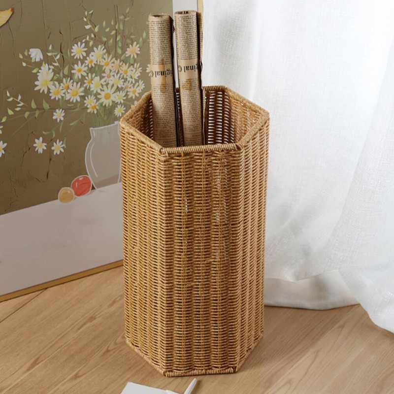 Alipis Woven Umbrella Stand for Entryway Freestanding Umbrella Holder Basket