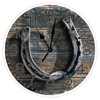 LetusZhogo Barn Rustic Round Wall Clock Barn with Rusty Horseshoe