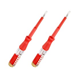 YOKIVE 2 Pcs Voltage Circuit Tester, 3mm Slotted Screwdriver, Great for Office, Art, Home, Daily Use (AC 100-500V, Red)