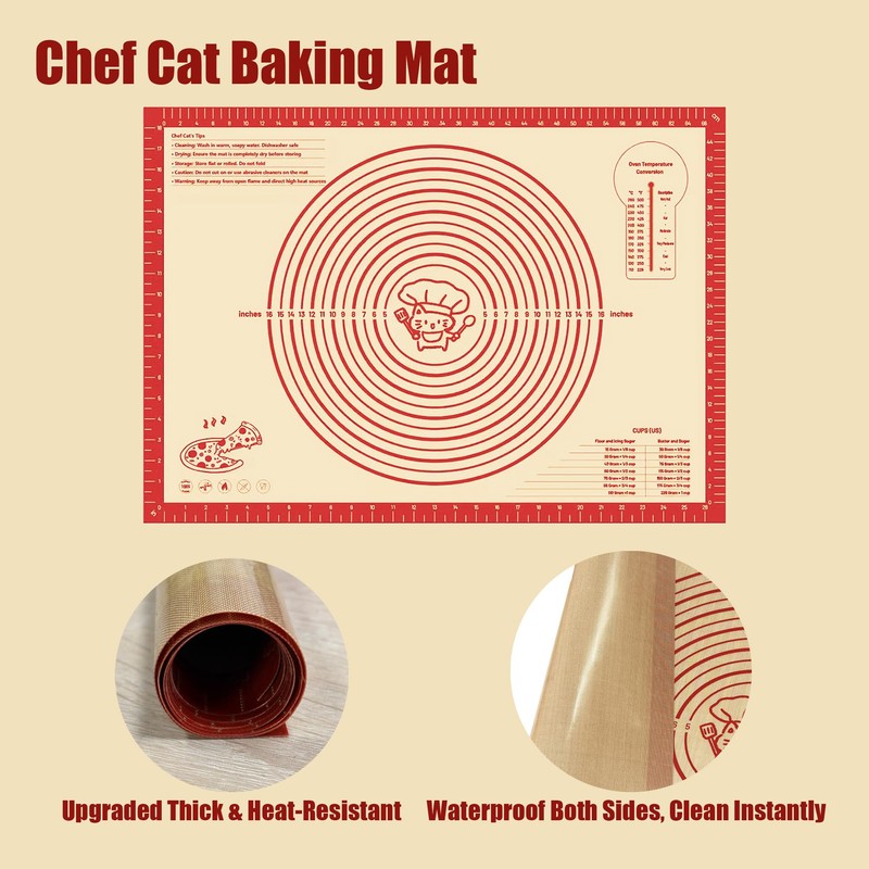 28" x 20" Silicone Baking Mat with Measurements, Extra Large,