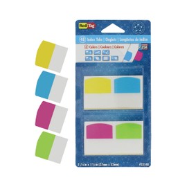 Redi-Tag Write-On Removable Index Tabs, 1-1/16 x 1-1/4 Inches, 48 Tabs per Pack, 4 Assorted Colors, 1-Pack (33148) (RTG33148)