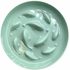 Slow Feeder Bowl for Cats and Small Dogs,Cilkus Fish Pool Design, Fun Interactive Bloat Stop Puzzle Feeder Bowl Healthy Eating Diet Made of Melamine Food Grade Material Dishwasher Safe (Green)