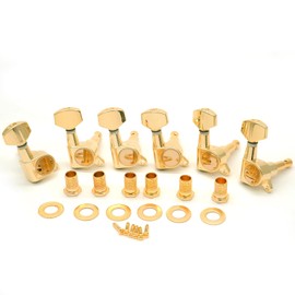 harpfeas 6 Pieces 6R Guitar tuner pegs,small Square Sealed guitar tuning pegs tuners machine heads,for Acoustic or Electric Guitar (Gold)
