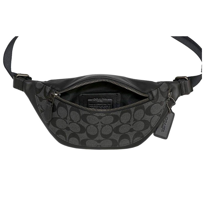 Coach F84711 Men's Signature Outlet Body Bag, Hip Bag, Black