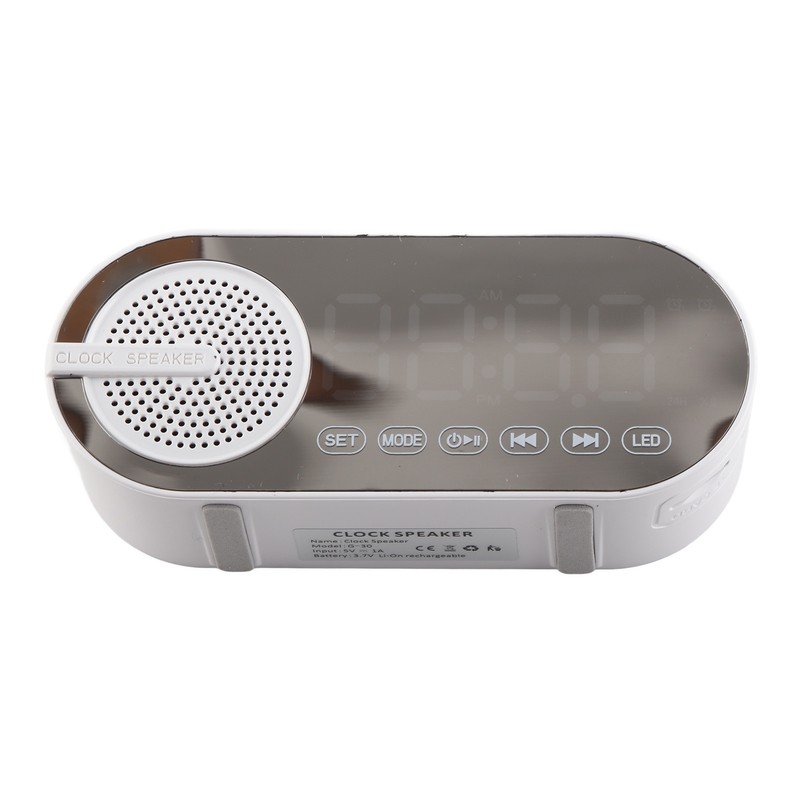 Bluetooth Speaker Dual Alarm Clock Bluetooth5.0 Mirror Clock Speaker Rechargeable