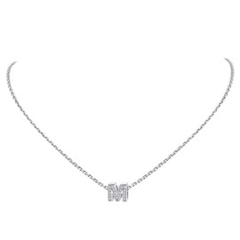Suplight 925 Sterling Silver Cubic Zirconia CZ Initial Necklaces M Dainty Alphabet Letter Necklace for Women Teen Girls