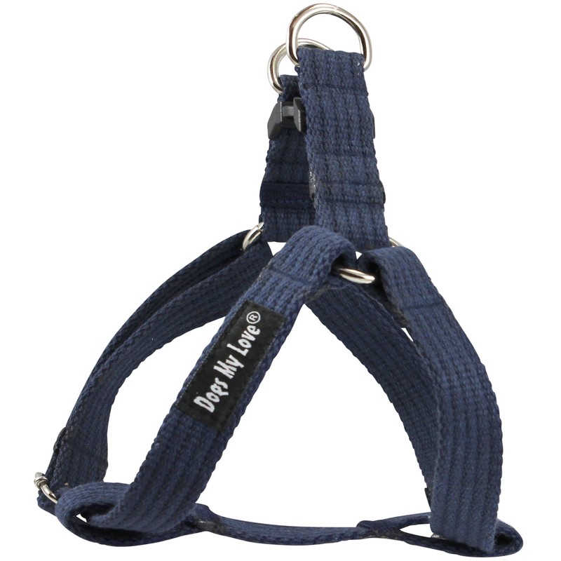 Cotton Web Adjustable Dog Step-in Harness 4 Sizes Blue (Small:
