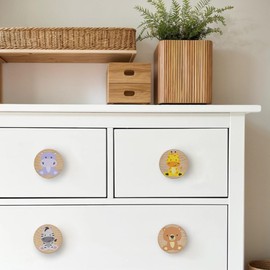 Lasyman 8Pack 1.8" Wood Cute Nursery Kids Dresser Unique Cabinet Knobs Animal Drawer Pulls Wooden Knob