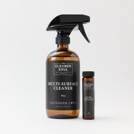 Non-Toxic Multi Purpose Cleaner, Natural Cleaning Spray, Lux Refillable Glass Bottle, Essential Oil Fragrance, Safe for All Surfaces, Safe for Animals, Pets, Safe for Humans (Sandalwood Serenity)