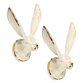 Ebros Gift Rustic Antique White Pewter Metal Cottage Bunny Rabbit Hare Wall Hook Decor Sculpture Fairy Tale Nursery Rhymes Leash Hat Coat Organizer Decor (2)