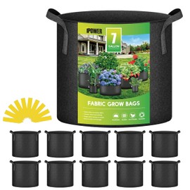 iPower 7 Gallon 10 Pack Thickened Aeration Grow Bags Nonwoven Fabric Pots with Strap Handles Container for Gardening, Black