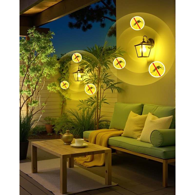 2 Pack A15 LED Yellow Bug Light Bulbs for Outdoor,
