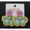 Kay Lee Boho Seed Bead Beaded Butterfly Statement Earrings #RFE0312YE