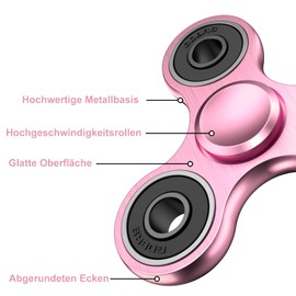 Coolden Fidget Spinner EDC Hand Fidget Spinner Metal Toy Stainless Steel Bearing 2-5 Minutes High Speed Finger Spinner Toy ADHD Anti Anxiety Tri-Spinner Fidget Toys for Children Rose Gold