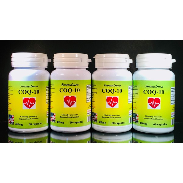 CoQ-10 Q-10 coq10 CO Q10 co-Enzyme 400mg - Various Sizes. Made in USA (4 Bottles - 240 [4x60] Capsules)