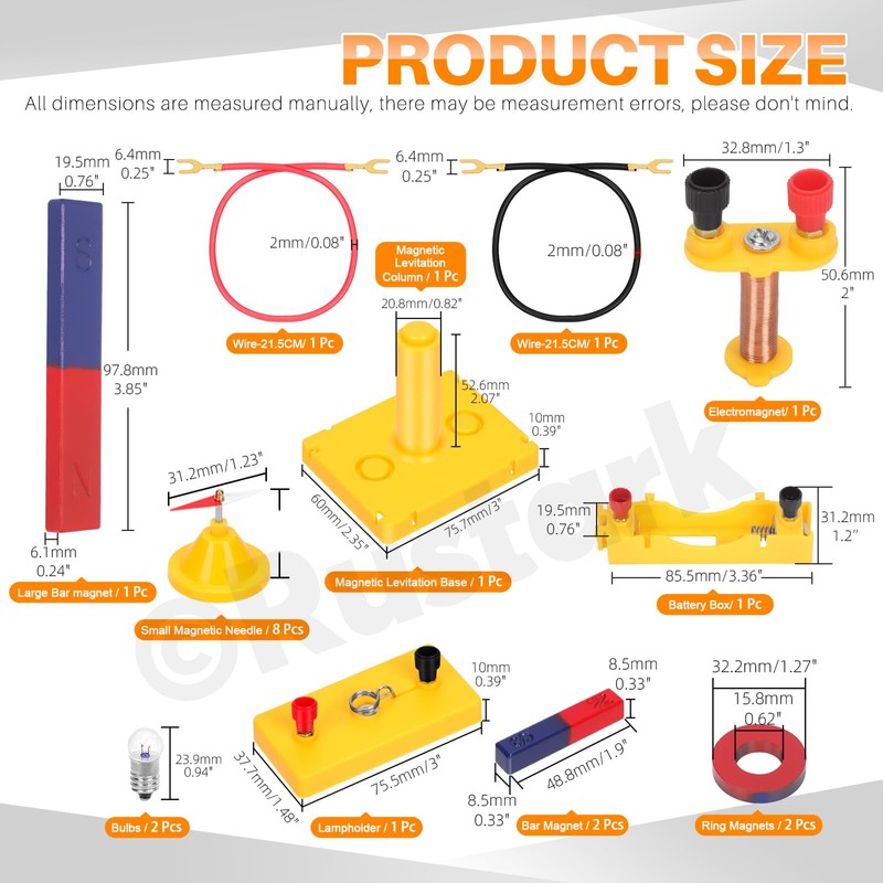 Rustark 53Pcs Science Magnet Kit Physics Electromagnet Experiment Set Labs