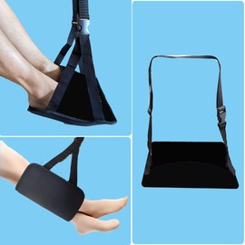 Muemigai Airplane Foot Hammock for Plane Travel Comfort Airplane Foot Rest Essentials Adujstable Leg Footrest Long Flight Essentials,Travel Accessories,Offfice,Plane(Black, 1 Pack)