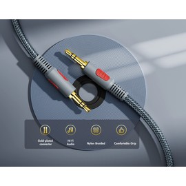 Ruaeoda 3.5mm Aux Audio Cable 50 ft,Nylon Braid 3.5mm Male to Male Audio Cable 1/8 Shielded AUX Headphone Cable Extension Outdoor Auxillary Stereo Audio Cable Cord