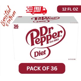 Dr Pepper Diet Dr Pepper 🥤 36 Count 12 fl oz Cans – Refreshing Zero Sugar Soda 1 DAY FAST