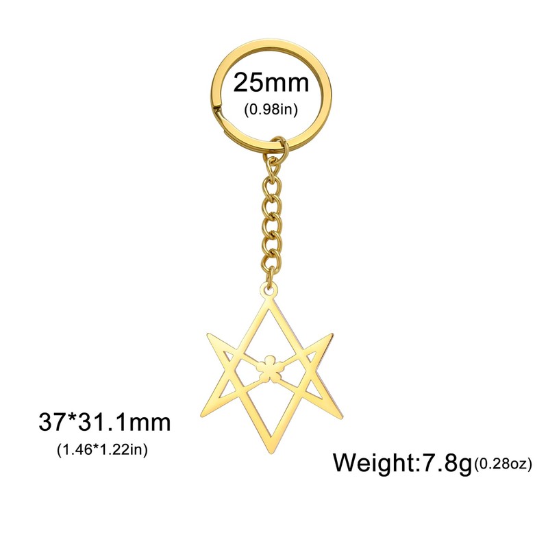 EUEAVAN Unicursal Hexagram Symbol Keyring 6-Pointed Star Key Ring Occult