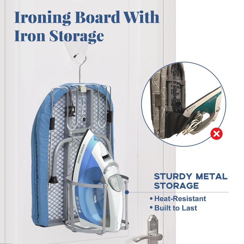 Metal Foldable Iron Board with Iron Holder, RAINHOL Small Ironing