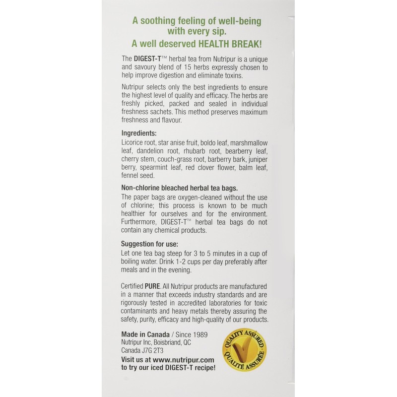 Nutripur Digest-T Herbal Tea, 20 tea bags