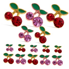 WOONEKY 32pcs Nail Gems Bulk Rhinestones for Nails Manicure Charms Cherry Art Supplies