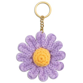 OEHEDOU Cute Daisy Keychain Wallet Purse Accessories For Women Flower Bag Charms Beautiful Stocking Stuffers For Women Girls, Purple, Small