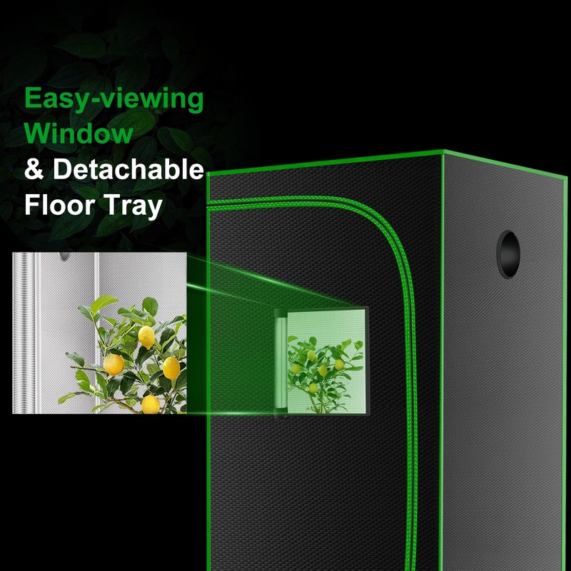 MELONFARM 32"x32"x63'' Grow Tent, High Reflective 600D Diamond Mylar Canvas