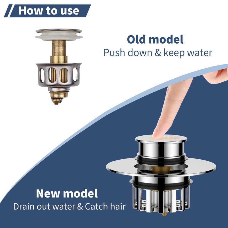 SIIU Universal 2 in 1 Bathtub Drain Stopper Bathtub Drain