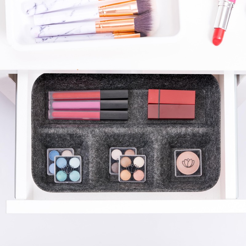 Relaxdays Felt Drawer Organiser, Desk Organiser System, 5.5 x 29.5