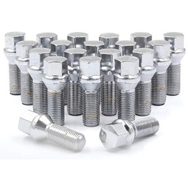 Wheel Accessories Parts Set of 20 Chrome M15x1.25 Lug Bolts Conical Seat with 17mm Hex, 28mm Thread Length Wheel Lug Bolt for Aftermarket Wheels- Fits 2019-2021 Mercedes GLE350, GLE450, GLE580