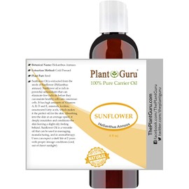 Sunflower Oil 4 oz Cold Pressed Carrier 100% Pure Natural For Skin, Body, Face, and Hair Growth Moisturizer. Great For Creams, Lotions, Lip balm and Soap Making