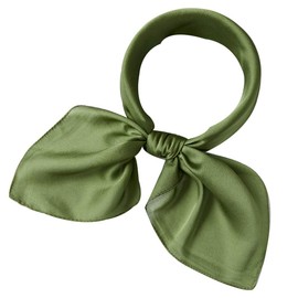 CYZLANN Women Silk Scarfs 100% Silk 21" x 21" Breathable Lightweight Small Neckerchief Headscarf For Sleeping (army green)