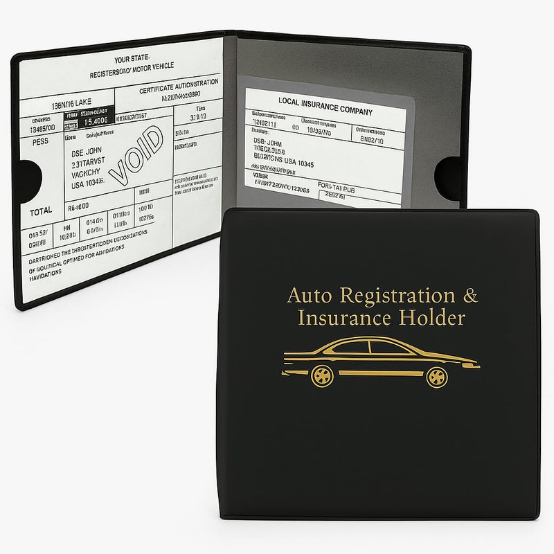 ESSENTIAL Car Auto Insurance Registration BLACK Document Wallet Holders 2