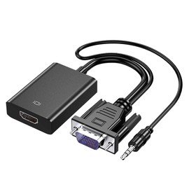 Cuxnoo VGA to HDMI Adapter - Connect Laptop, PC to HDMI Monitor or Projector, 1080P VGA to HDMI Converter with Audio and Power Supply Port
