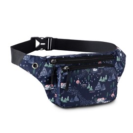 HAWEE Sports Bum Bag Unisex Lightweight Belt Bag Waist Bag Multicoloured with Adjustable Belt and Headphone Jack for Women Men Outdoor Travel Hiking Jogging Cycling Running, Twilight Forest