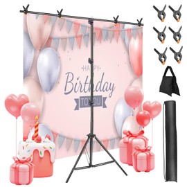 iMounTEK Backdrop Stand, 6.5×8.5FT Photographic Studio Party Background Adjustable Stand Kit, Photo Backdrop Stand with 6 Spring Clamps Sandbag Carry Bag for Party Studio Photography Wedding