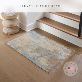 Maples Rugs Horizon Modern Abstract Area Rug - Made in USA - Washable, Non Slip Indoor Carpet for Entryway, Foyer, Kitchen, and Bathroom, 2'6 x 3'10, Desert Sand