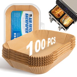 HUDDU® Baking Paper for Hot Air Fryer 7.5-10 L, Rectangular Airfryer Paper, Air Fryer Accessories with Ninja AF300EU AF400EU Princess and Other Dual Zone Air Fryers, Pack of 100