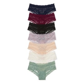 Victoria's Secret Lace Cheeky Panty Pack, Cheeky Panties for Women, Lace Panties, Hipster Panties, Ladies Underwear, Neutral Mix (L)