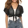 iClosam Women Sheer Shrug Tie Front Short Sleeve Cropped Bolero