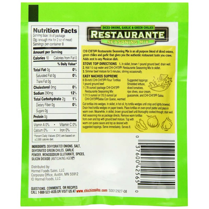 Do not apply Chi-Chi's Restaurante Seasoning Mix, 0.78-Ounce Packages (Pack