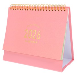SHINEOFI 2025-2026 Small Desk Calendar – Flip Desktop Monthly Planner Standing Table Calendar Thick Paper Organizer for Home Office - Pink