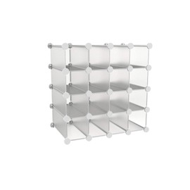Lavish Home Cube Organizer 16 Cube Shelves with Interlocking, Customizable, Stackable Modular Cubby Shelving for Organization and Storage (White)
