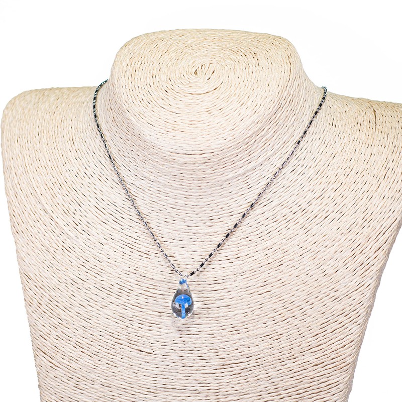 BlueRica Colgante de lágrima de cristal con hongo en cadena