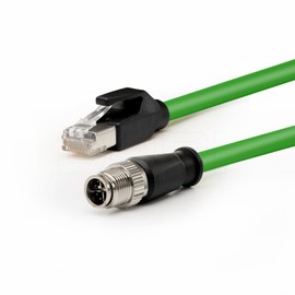 DRRI Cognex In-Sight Series Vision System Barcode Scanner 3D M12 X-Coded 8 Pin Male to RJ45 Gigabit Ethernet Cat6 Cable